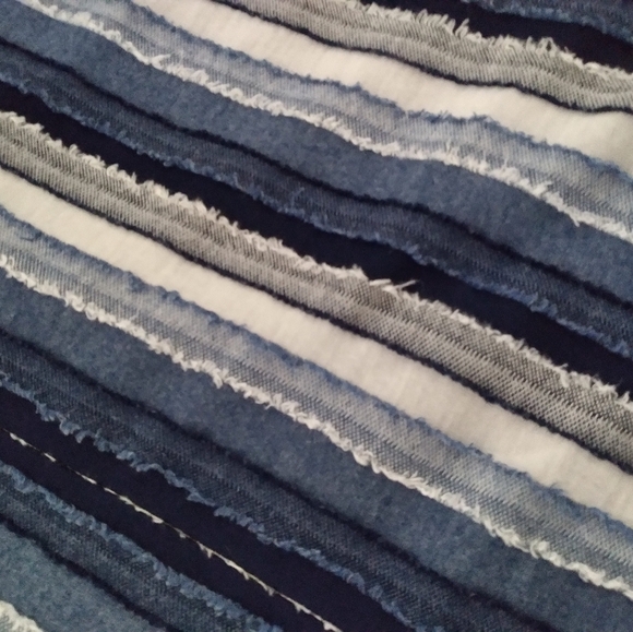 My Danielle Boho - Chic Blue and White Striped and Frayed Kimono - Picture 5 of 8